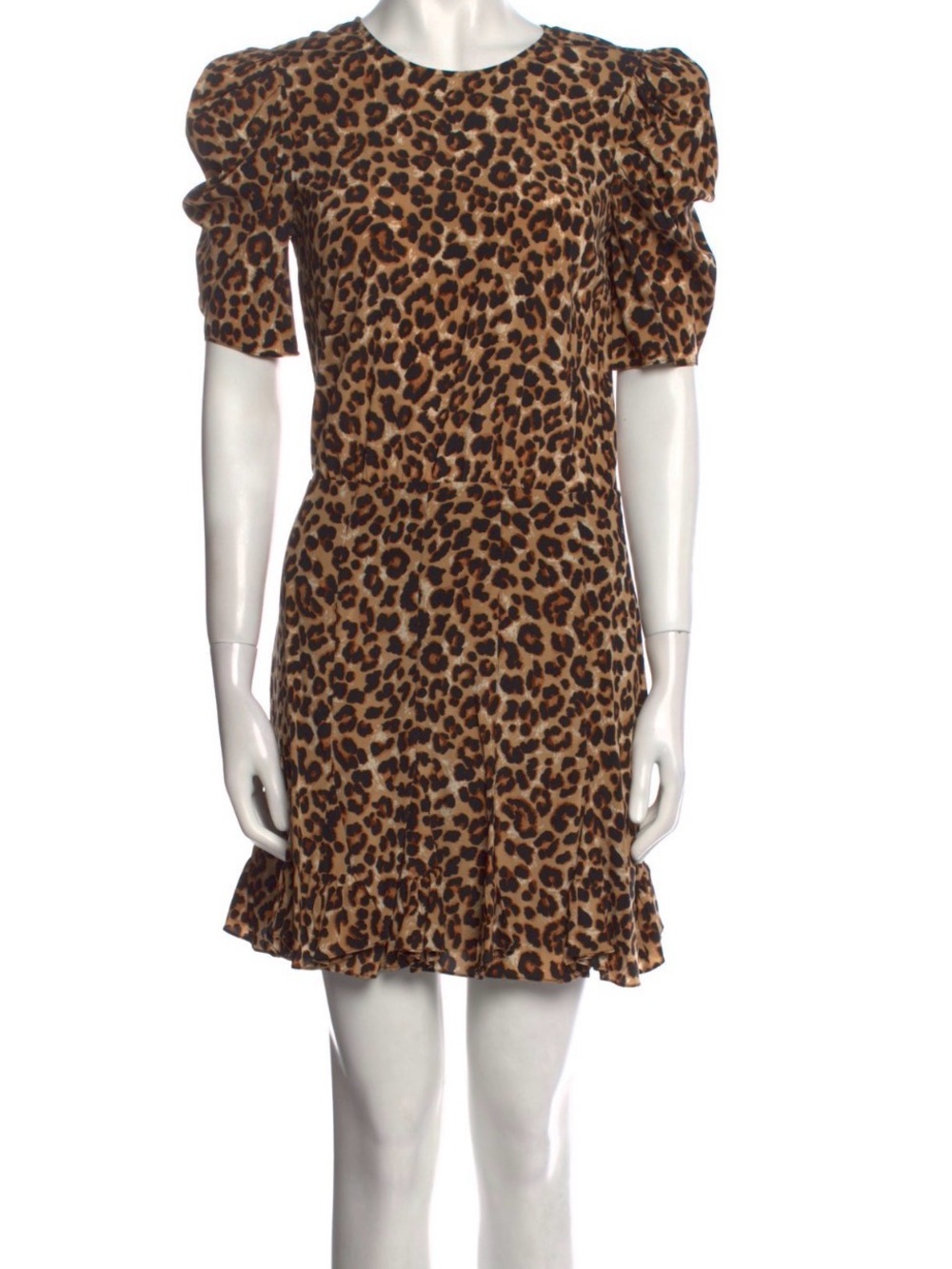 Veronica Beard Leopard Print Puff Sleeve Mini Dress Size 2
